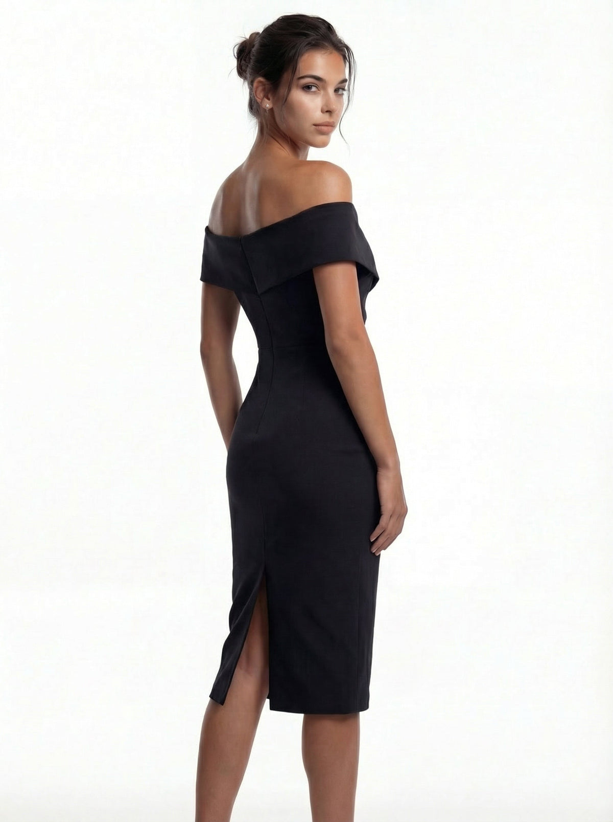 ADELINA | Elegantes Off-Shoulder Kleid – Rubinrot