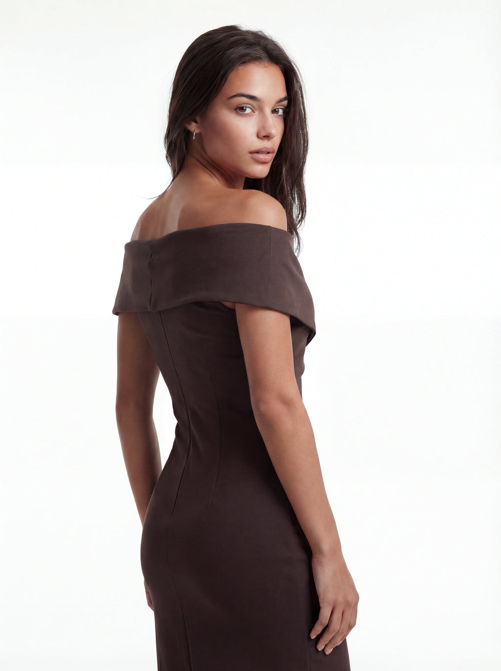 ADELINA | Elegantes Off-Shoulder Kleid – Rubinrot