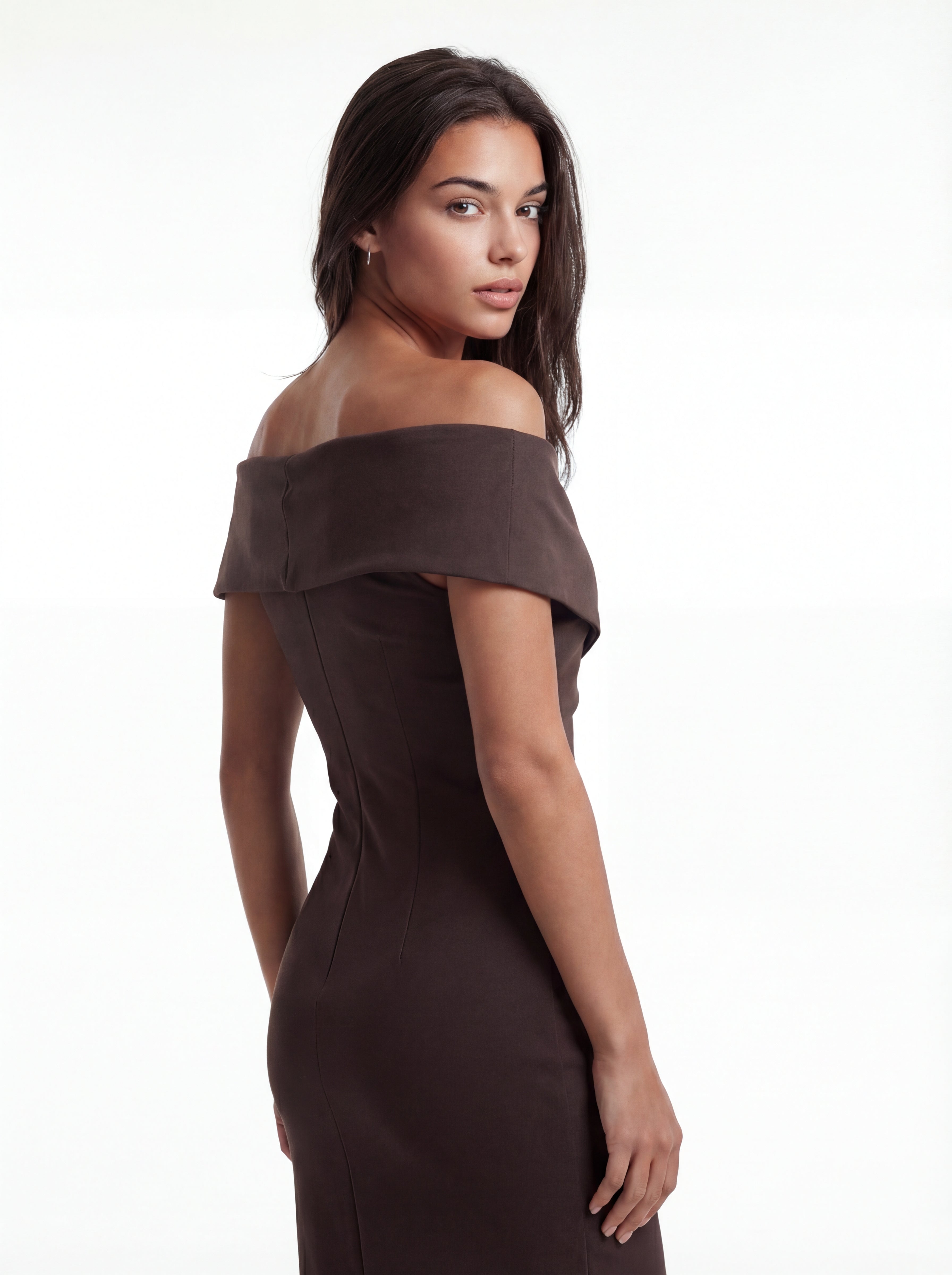 ADELINA | Elegantes Off-Shoulder Kleid – Rubinrot