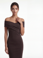 ADELINA | Elegantes Off-Shoulder Kleid – Rubinrot