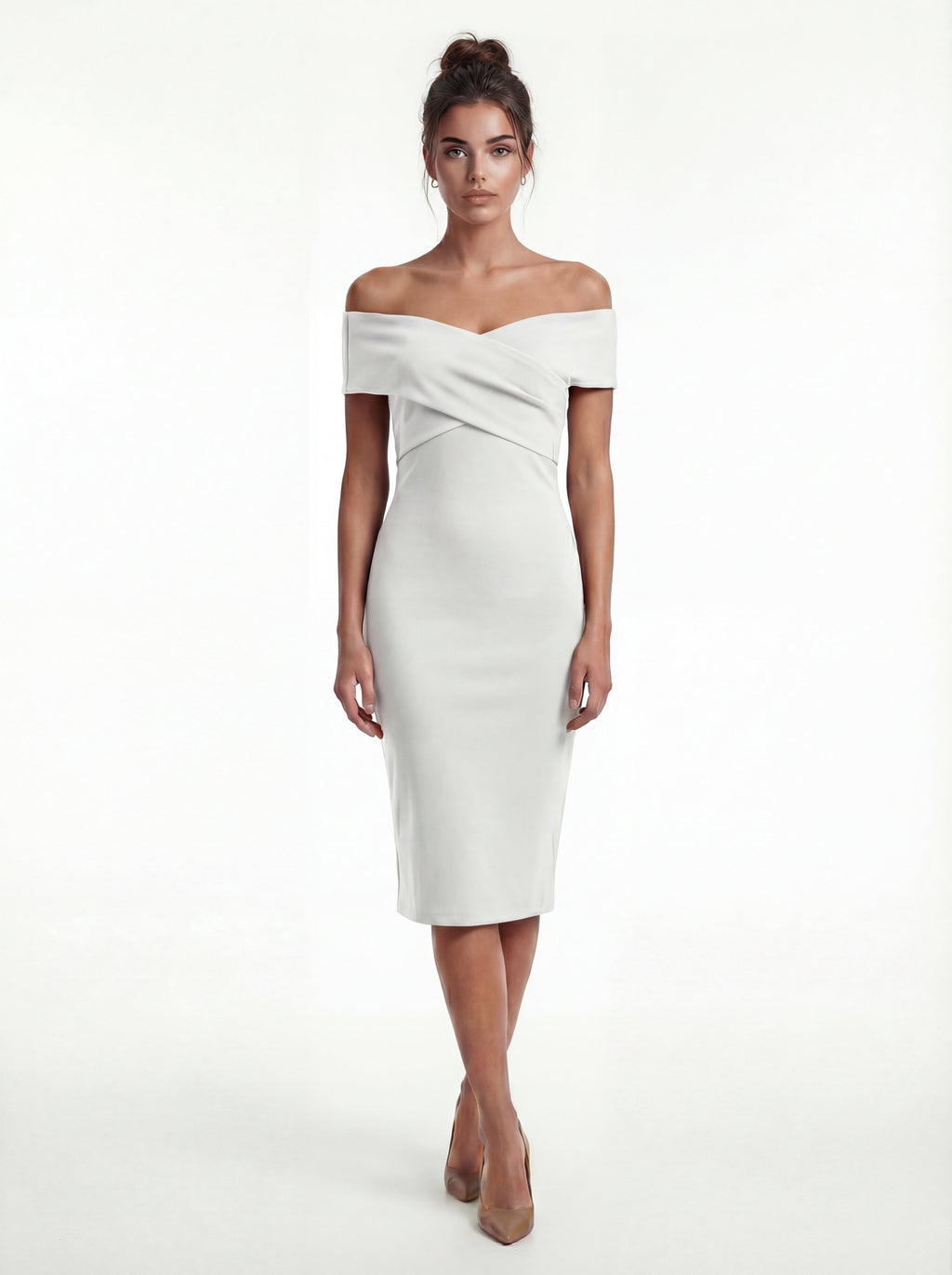 ADELINA | Elegantes Off-Shoulder Kleid – Rubinrot