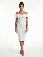 ADELINA | Elegantes Off-Shoulder Kleid – Rubinrot
