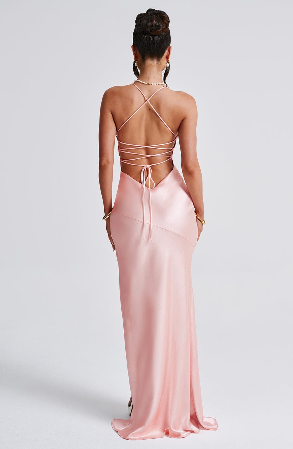 CÉLESTE | Elegantes Satin-Maxikleid – Blush