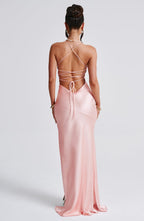 CÉLESTE | Elegantes Satin-Maxikleid – Blush