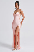 CÉLESTE | Elegantes Satin-Maxikleid – Blush