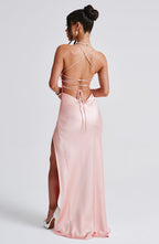 CÉLESTE | Elegantes Satin-Maxikleid – Blush