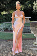 CÉLESTE | Elegantes Satin-Maxikleid – Blush
