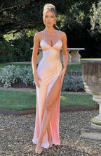 CÉLESTE | Elegantes Satin-Maxikleid – Blush
