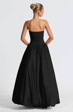 ÉLOÏSE | Elegantes Maxi Kleid mit Puffrock – Schwarz