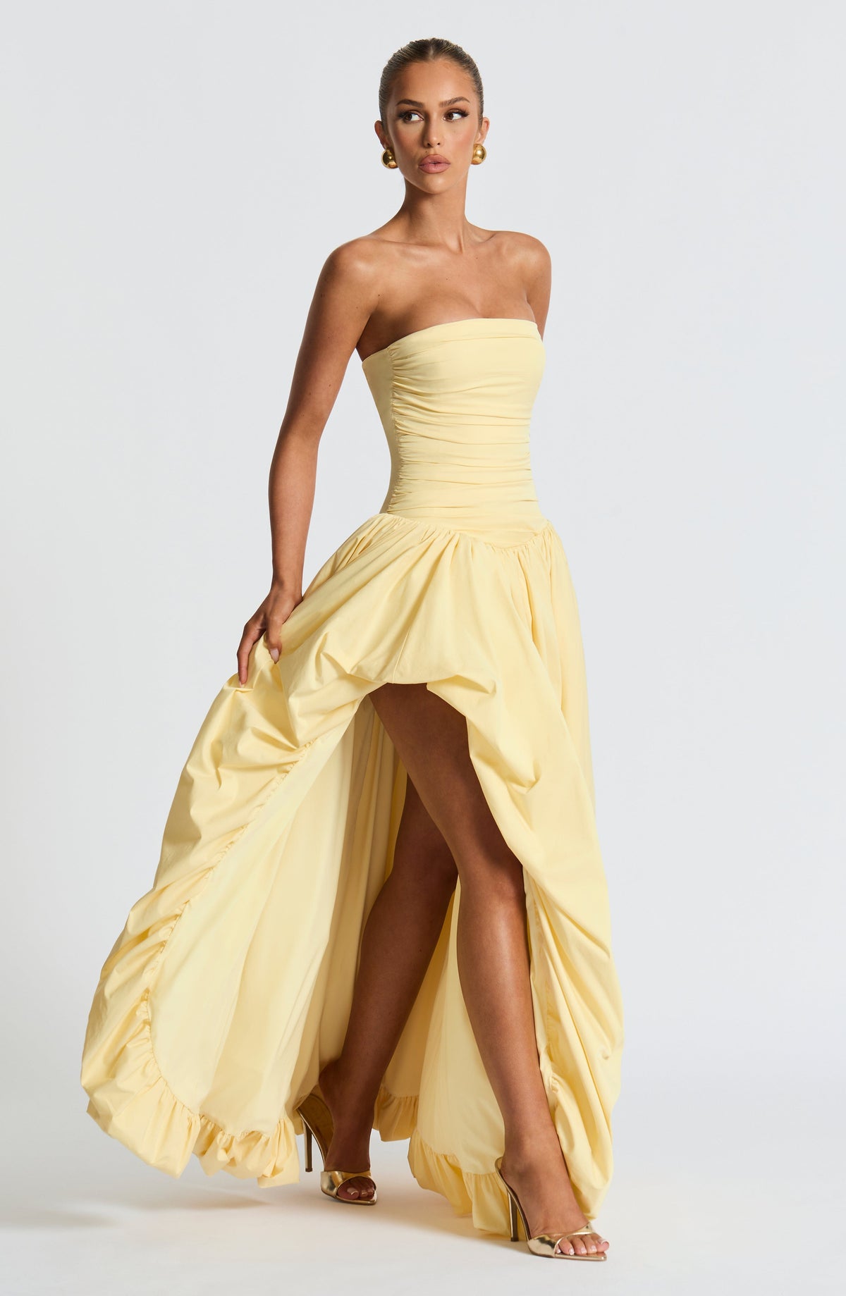 ÉLOÏSE | Elegantes Maxi Kleid mit Puffrock – Lemon