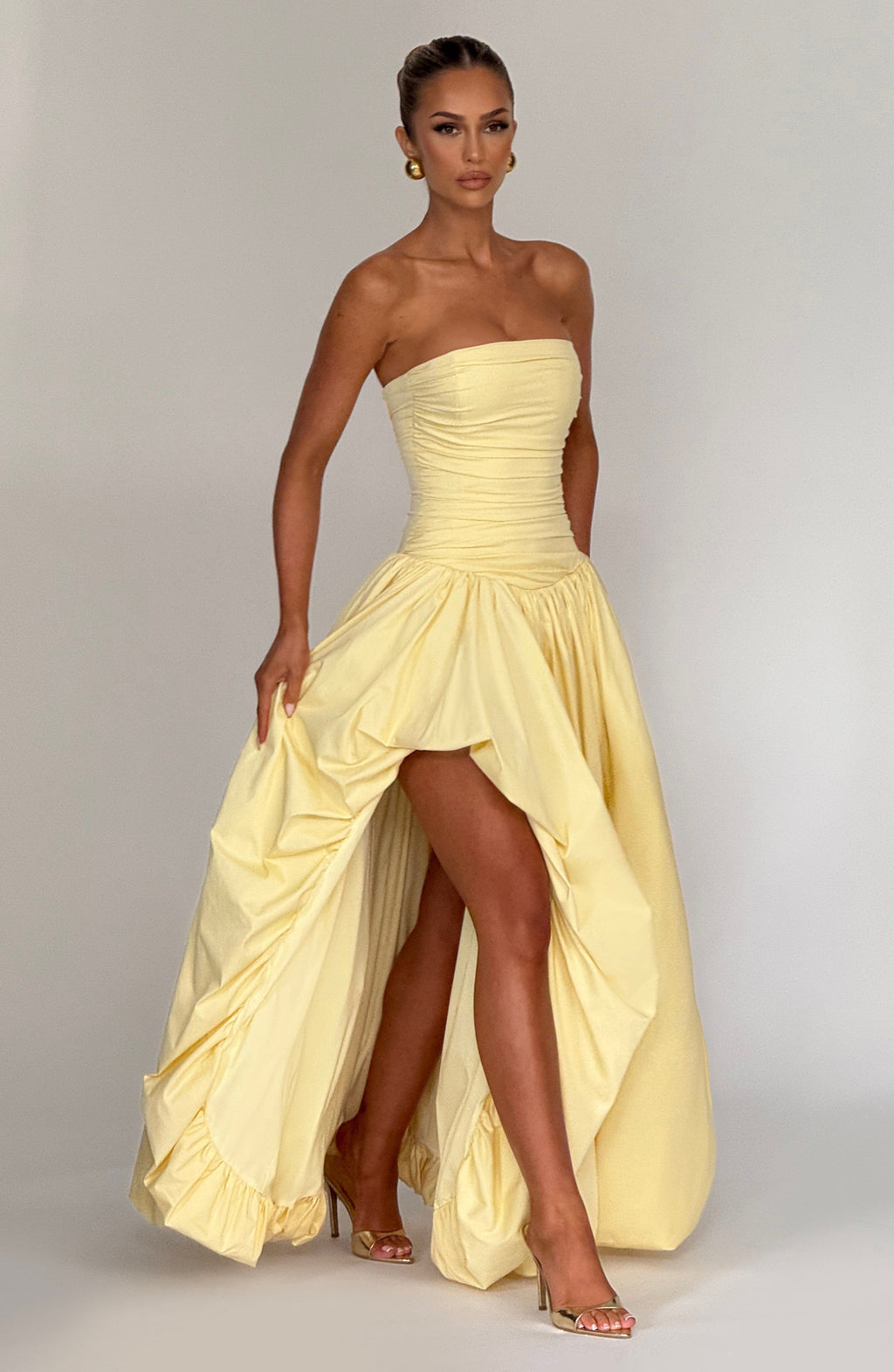 ÉLOÏSE | Elegantes Maxi Kleid mit Puffrock – Lemon