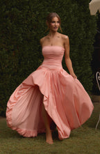 ÉLOÏSE | Elegantes Maxi Kleid mit Puffrock – Peach