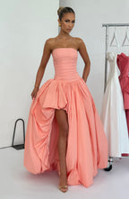ÉLOÏSE | Elegantes Maxi Kleid mit Puffrock – Peach