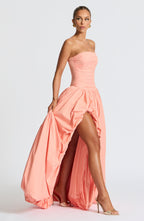 ÉLOÏSE | Elegantes Maxi Kleid mit Puffrock – Peach