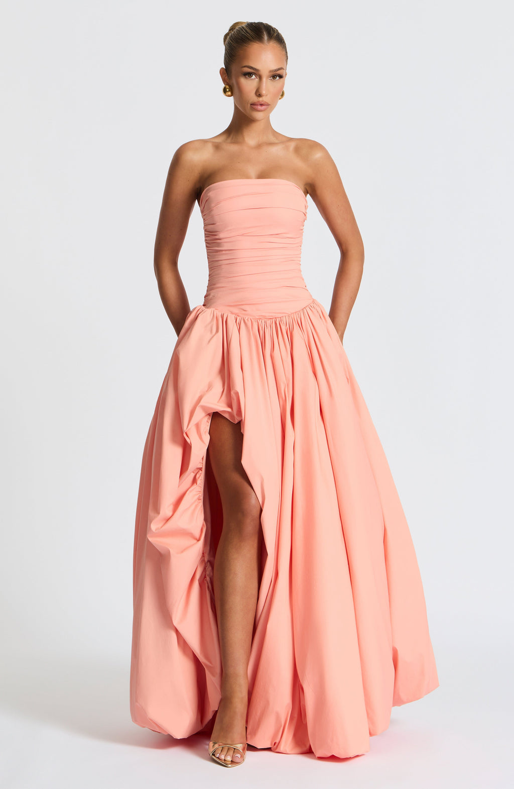 ÉLOÏSE | Elegantes Maxi Kleid mit Puffrock – Peach