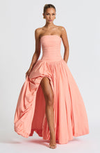 ÉLOÏSE | Elegantes Maxi Kleid mit Puffrock – Peach