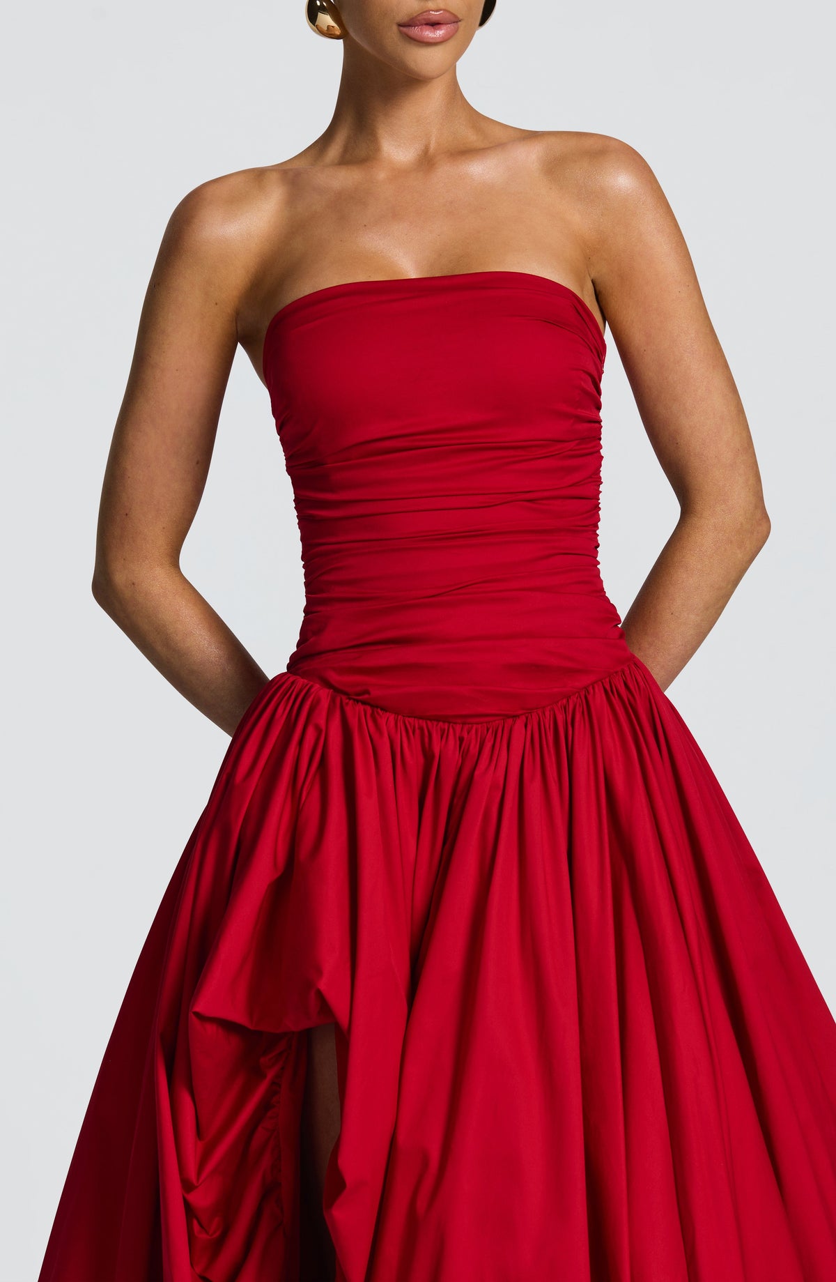 ÉLOÏSE | Elegantes Maxi Kleid mit Puffrock – Rot