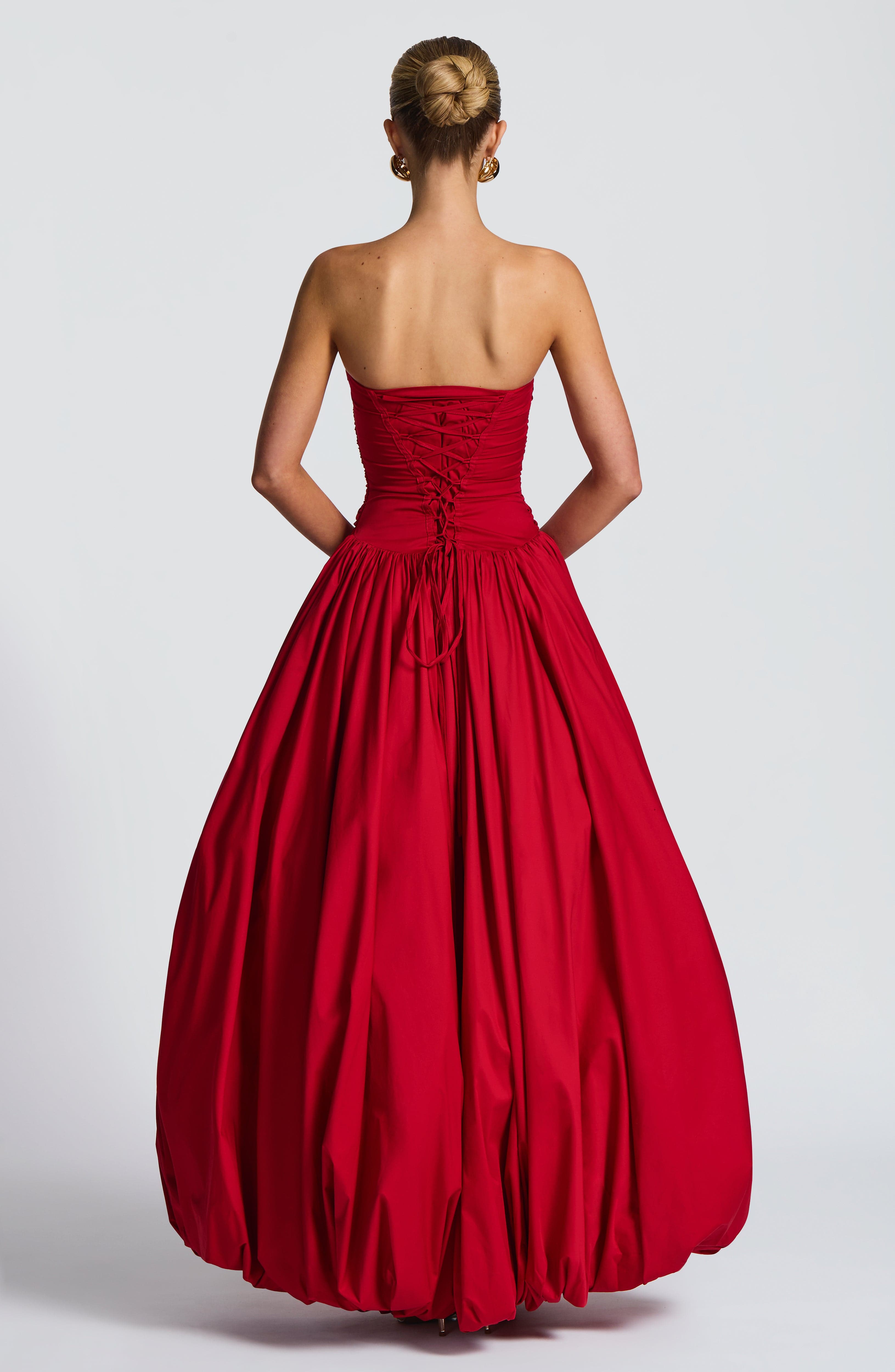 ÉLOÏSE | Elegantes Maxi Kleid mit Puffrock – Rot