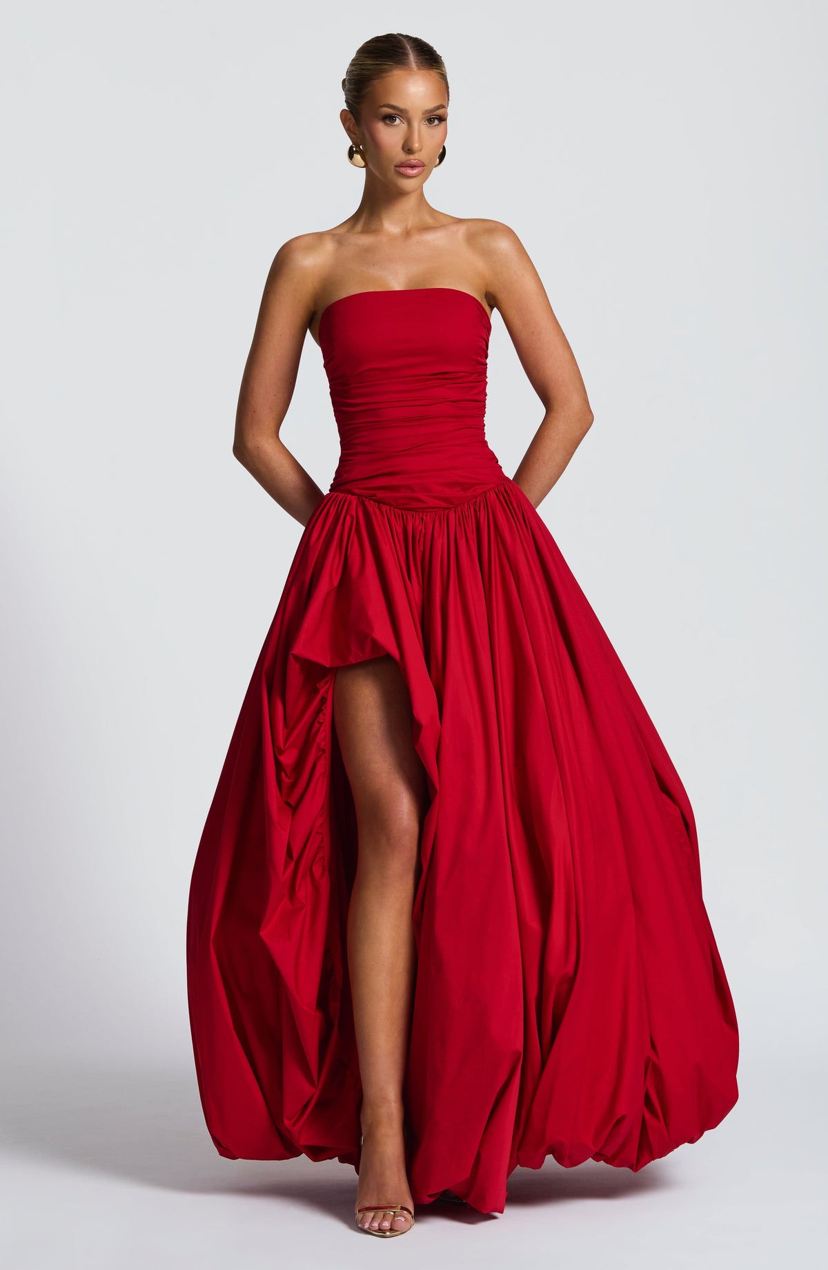 ÉLOÏSE | Elegantes Maxi Kleid mit Puffrock – Rot