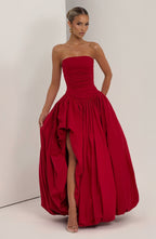 ÉLOÏSE | Elegantes Maxi Kleid mit Puffrock – Rot