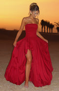 ÉLOÏSE | Elegantes Maxi Kleid mit Puffrock – Rot
