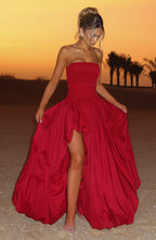 ÉLOÏSE | Elegantes Maxi Kleid mit Puffrock – Rot