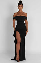 AURÉLIE | Elegantes Maxi Abendkleid – Schwarz