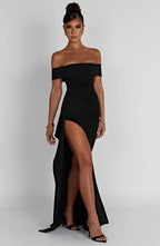 AURÉLIE | Elegantes Maxi Abendkleid – Schwarz