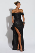 AURÉLIE | Elegantes Glitzer-Maxikleid – Black Sparkle