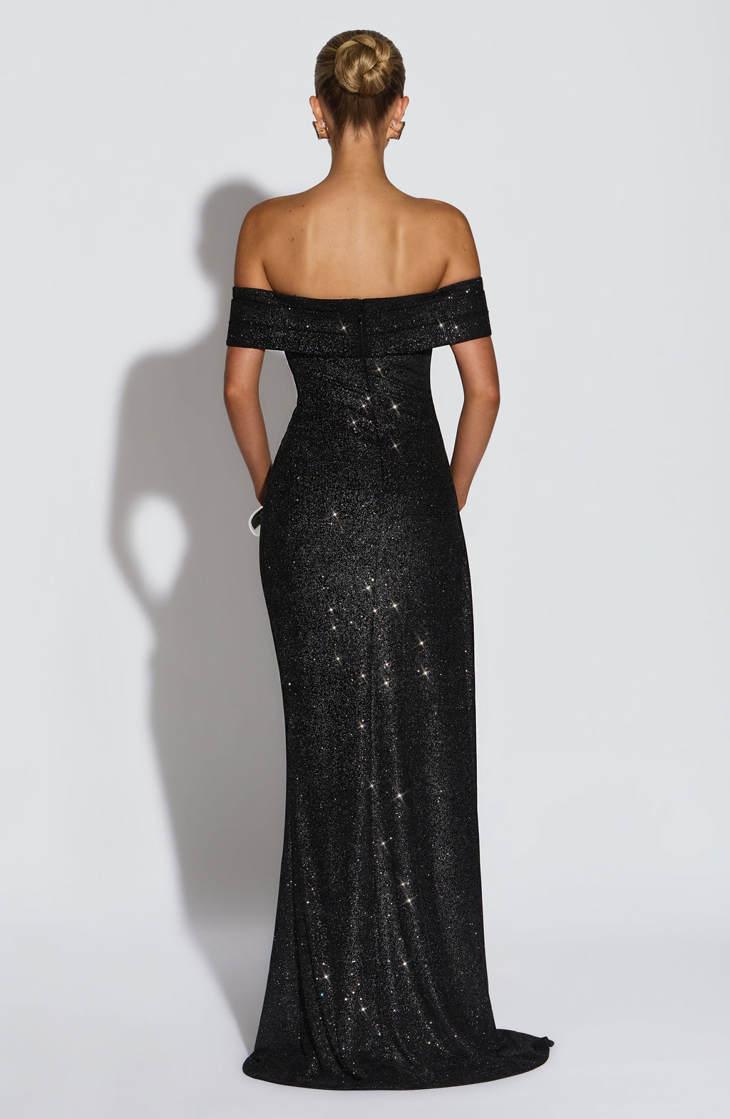 AURÉLIE | Elegantes Glitzer-Maxikleid – Black Sparkle