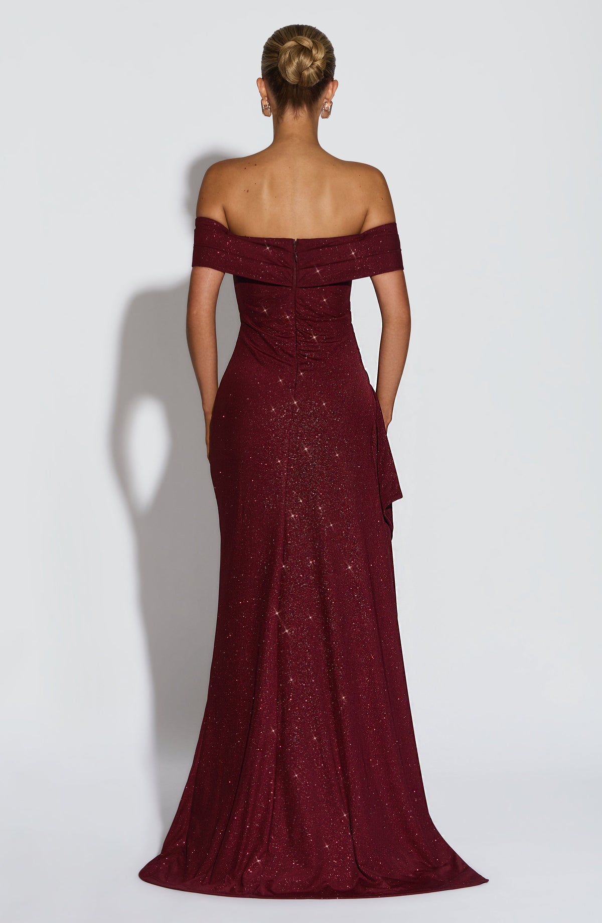 AURÉLIE | Elegantes Glitzer-Maxikleid – Wine Sparkle