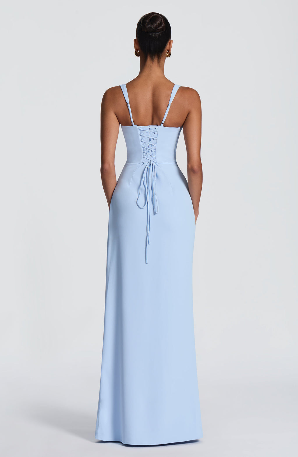 NAËLLE | Elegantes Maxi Kleid mit Wickelrock – Gletscherblau