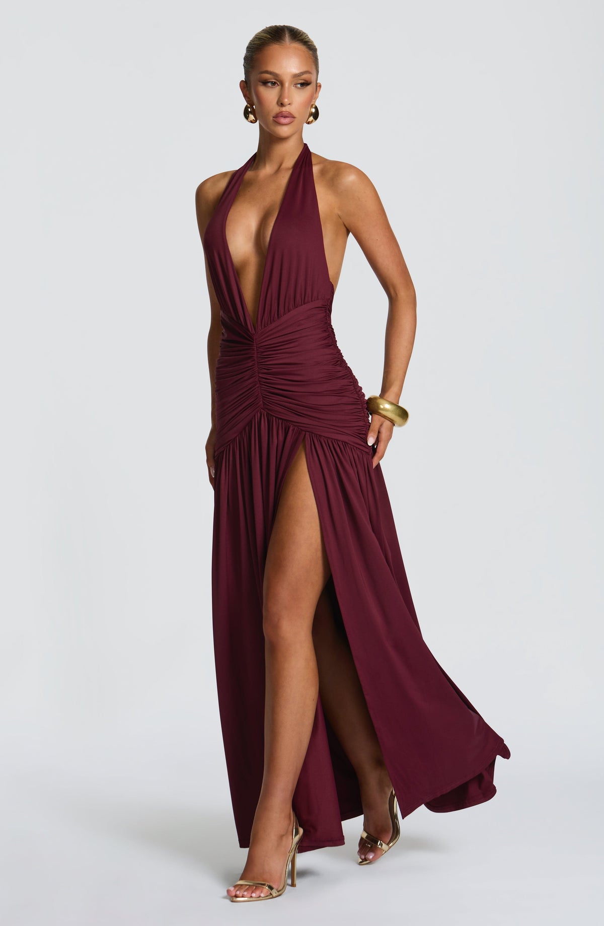 AMÉLIA | Elegantes Maxi Kleid – Cherry Lacquer