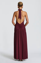AMÉLIA | Elegantes Maxi Kleid – Cherry Lacquer