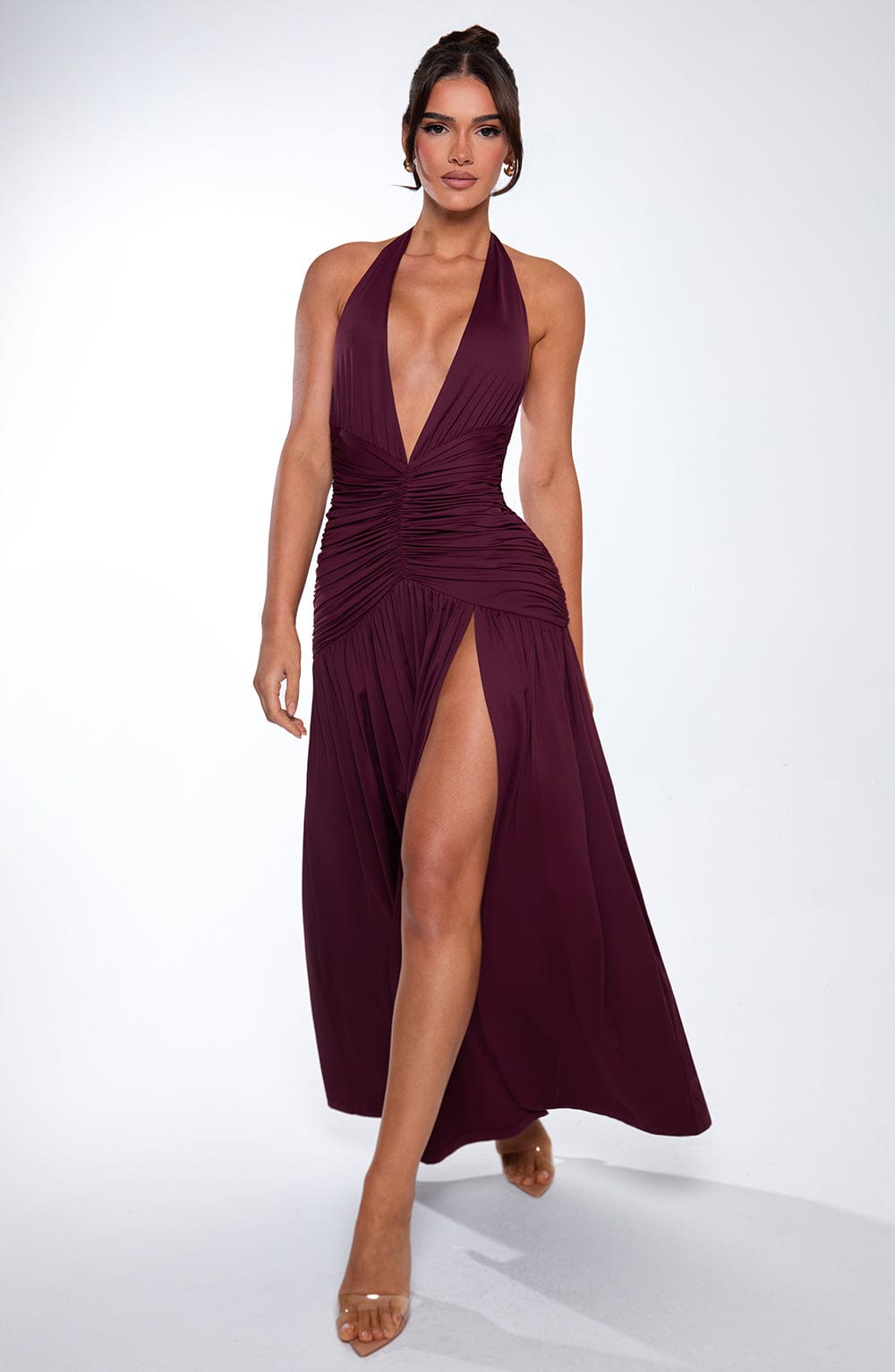AMÉLIA | Elegantes Maxi Kleid – Cherry Lacquer