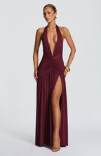 AMÉLIA | Elegantes Maxi Kleid – Cherry Lacquer