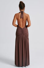 AMÉLIA | Elegantes Maxi Kleid – Chocolate