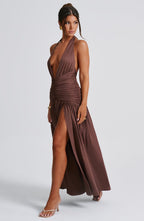 AMÉLIA | Elegantes Maxi Kleid – Chocolate