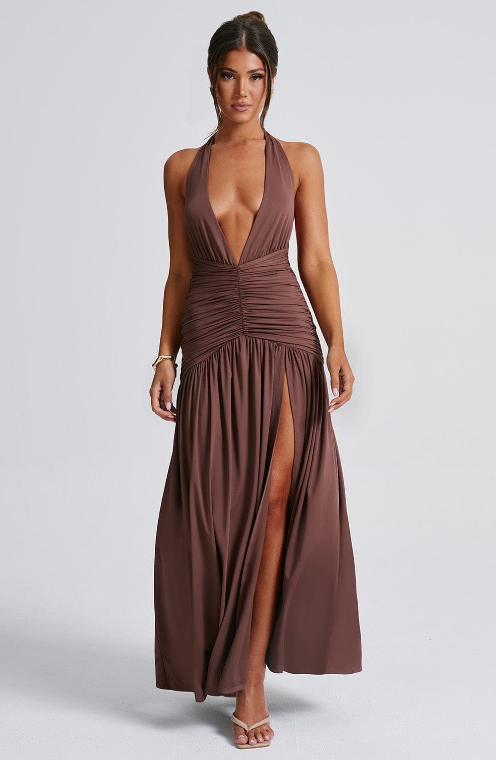 AMÉLIA | Elegantes Maxi Kleid – Chocolate