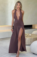 AMÉLIA | Elegantes Maxi Kleid – Chocolate