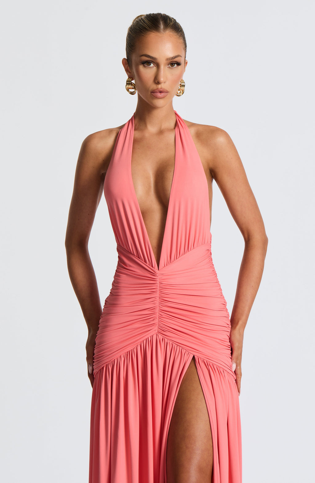 AMÉLIA | Elegantes Maxi Kleid – Coral Pink