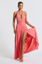 AMÉLIA | Elegantes Maxi Kleid – Coral Pink