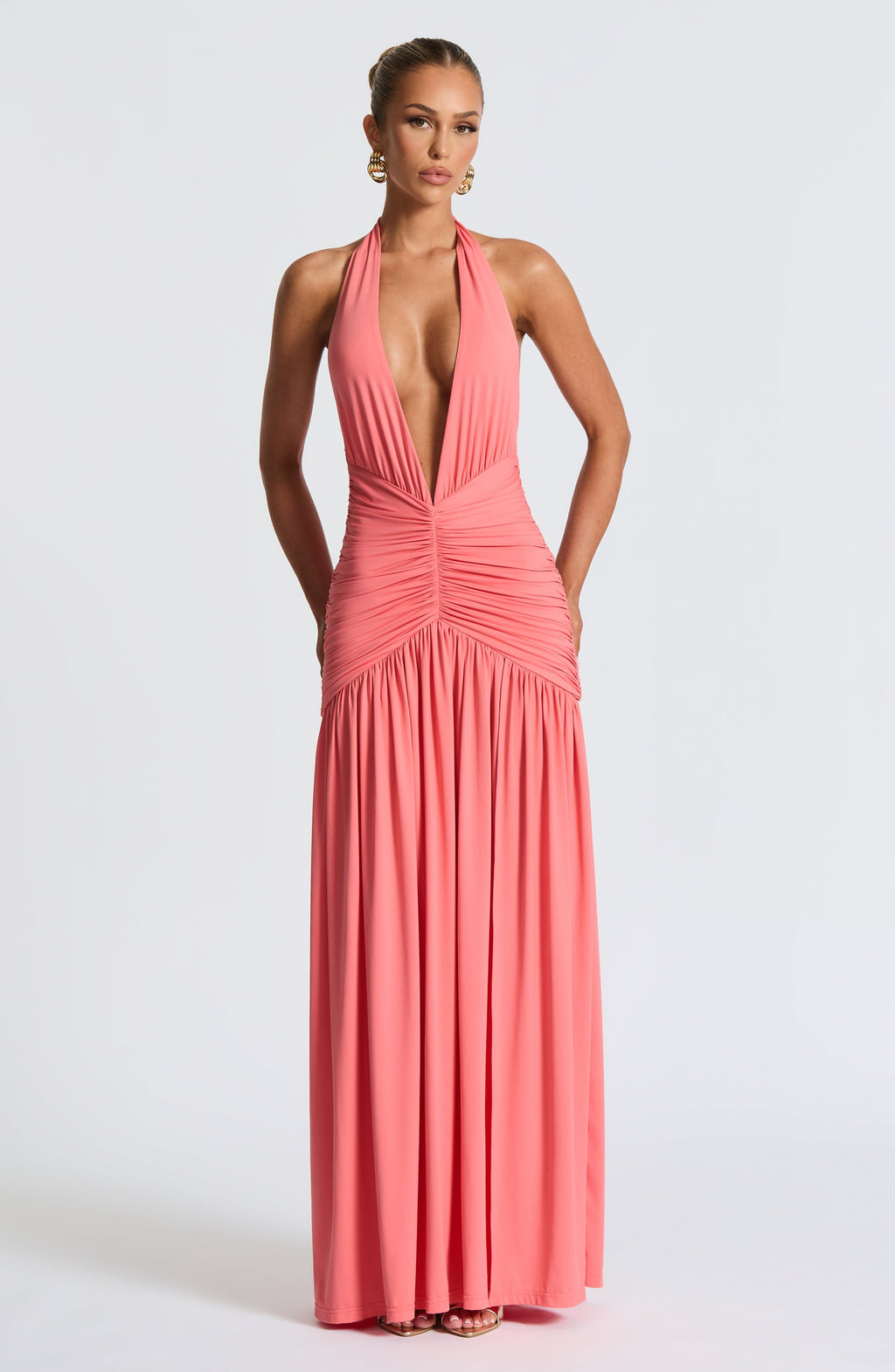 AMÉLIA | Elegantes Maxi Kleid – Coral Pink