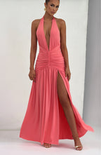 AMÉLIA | Elegantes Maxi Kleid – Coral Pink