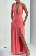 AMÉLIA | Elegantes Maxi Kleid – Coral Pink