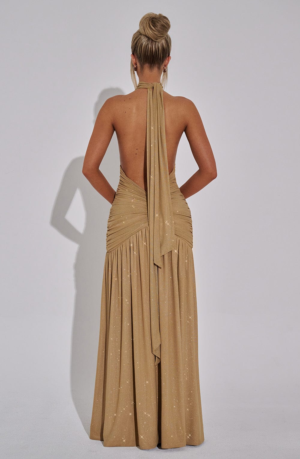 AMÉLIA | Elegantes Glitzer-Maxikleid – Gold Sparkle