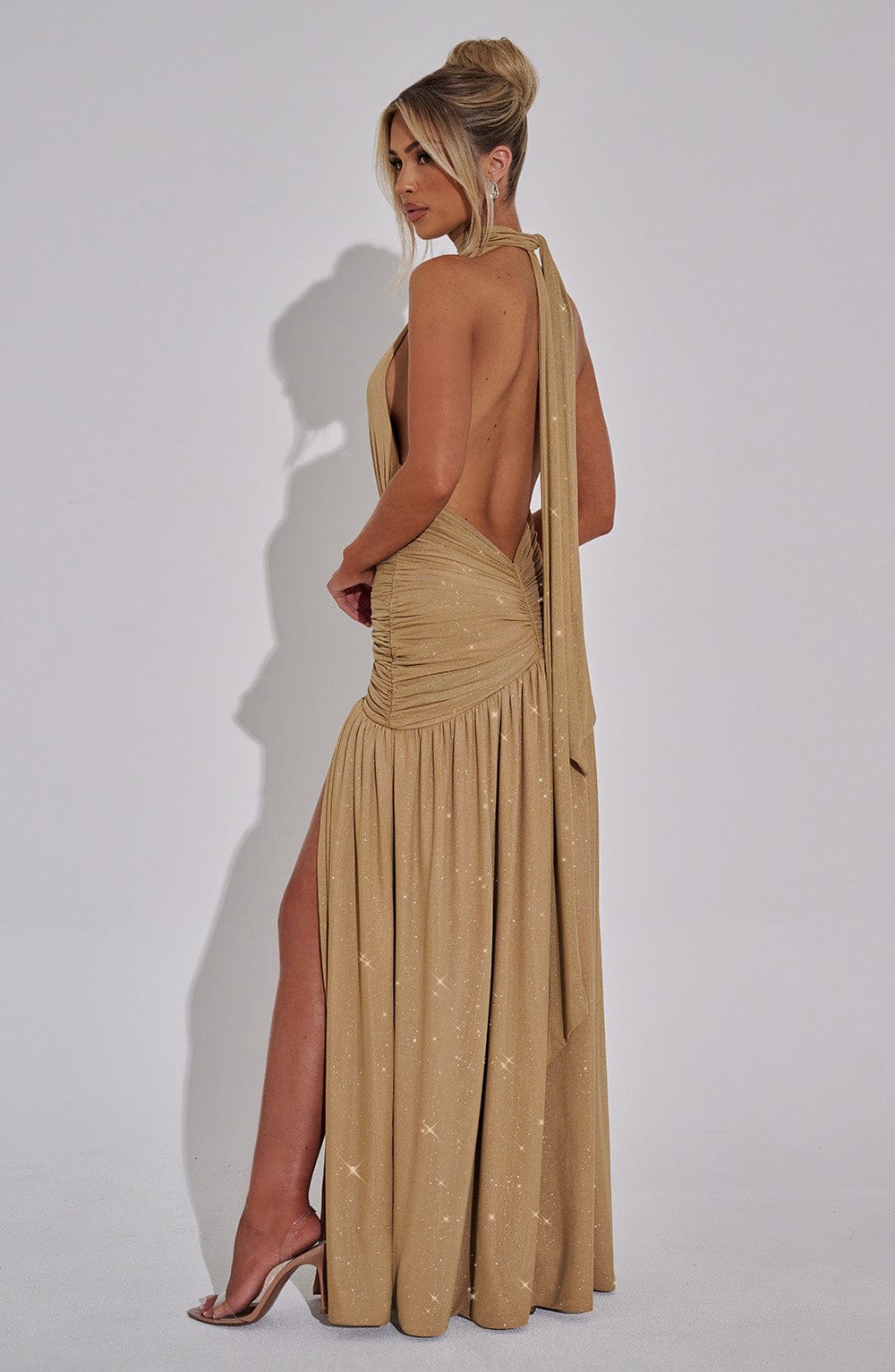 AMÉLIA | Elegantes Glitzer-Maxikleid – Gold Sparkle