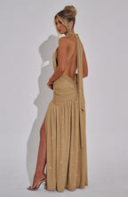 AMÉLIA | Elegantes Glitzer-Maxikleid – Gold Sparkle