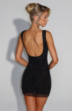 VIVIENNE | Elegantes Strass-Minikleid – Schwarz