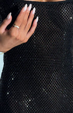 VIVIENNE | Elegantes Strass-Minikleid – Schwarz